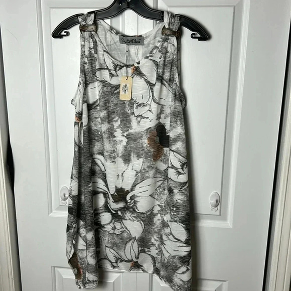 Vintage beach cover,NWT women SM -LG Handkerchief hem,sleeveless,boat neck,wood - Picture 11 of 12